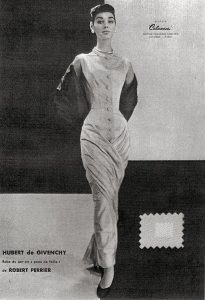 Publicity for evening gown made of acetate.
