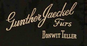 Gunther Jaeckel for Bonwit Teller label from a 1950s jacket