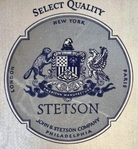 inner lining label of 1930s Stetson bowler hat