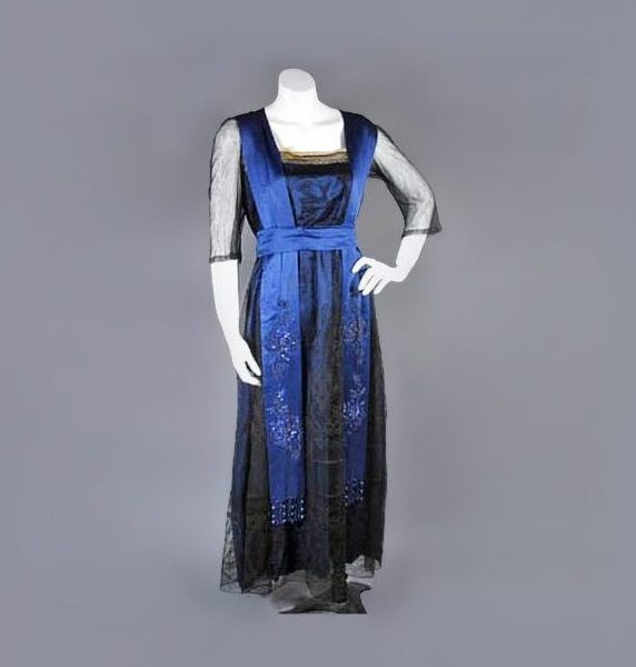 Blue satin dress, 1916