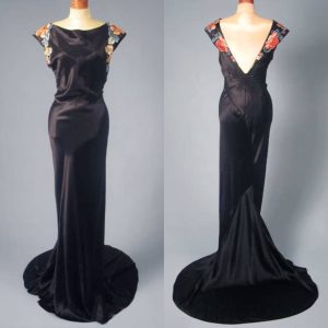 Long bias-cut black 1930s dress