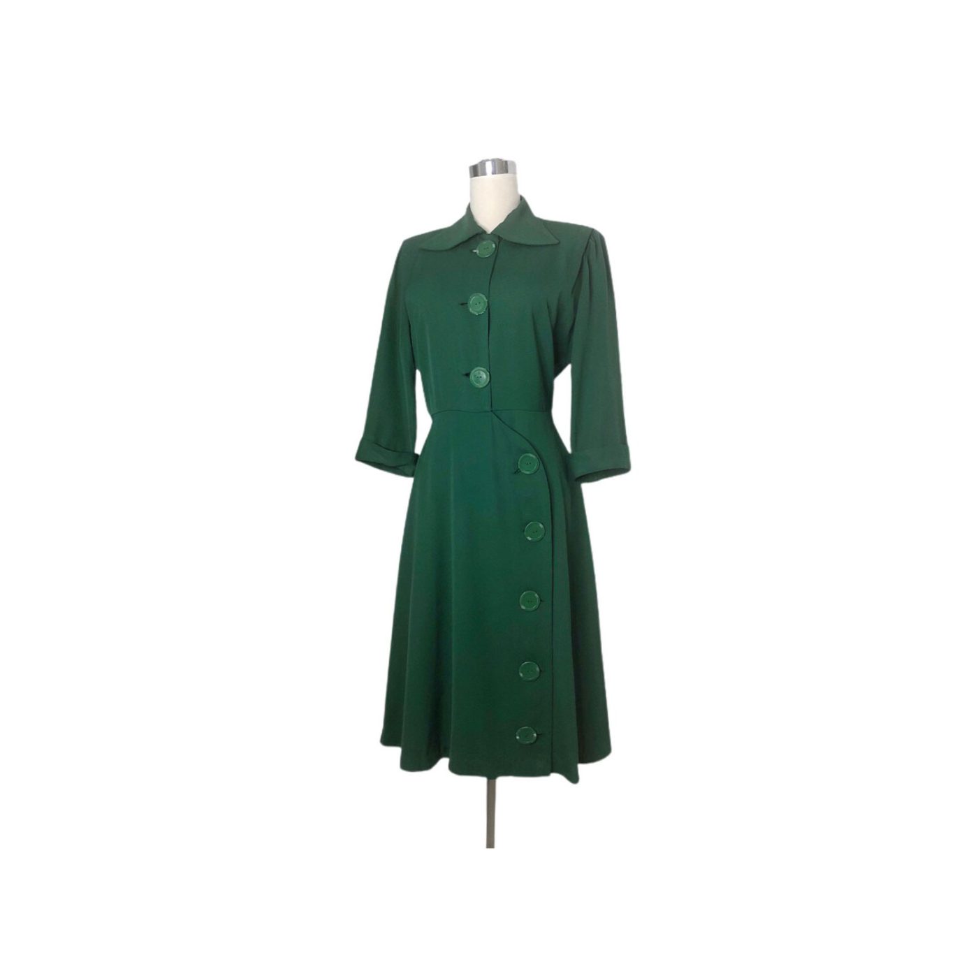 Dark green rayon 1940s dress
