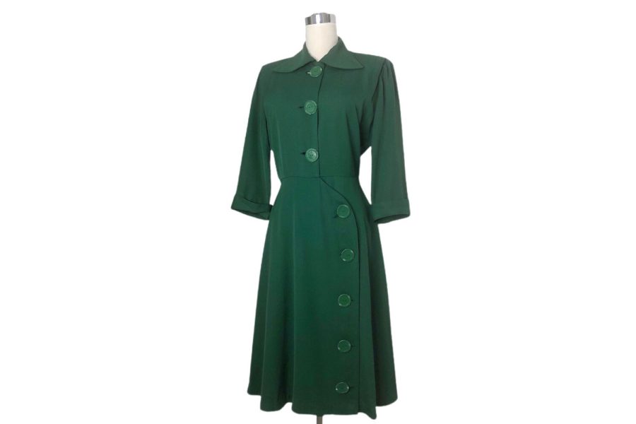 Dark green rayon 1940s dress