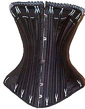 1897-99 black french corset - Courtesy of corsetsandcrinolines.com