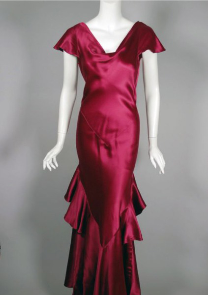  1930s satin bias cut gown - Courtesy of vivavintageclothing.com