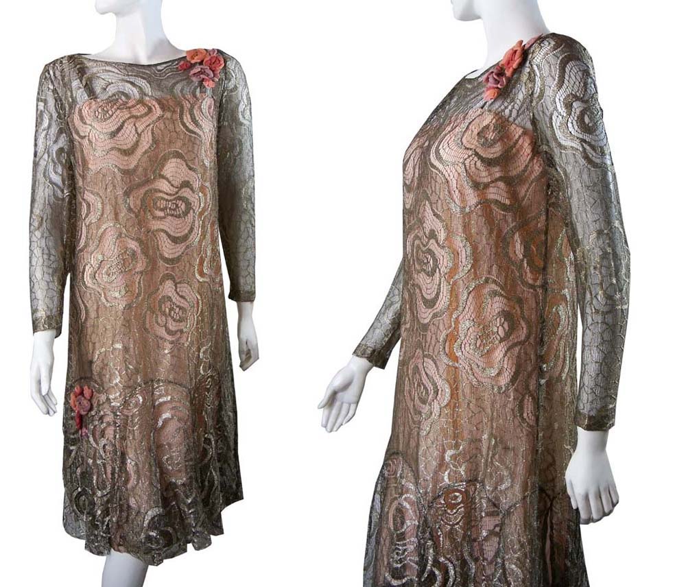 mid 1920s gold metal lace dress - Courtesy of pinkyagogo