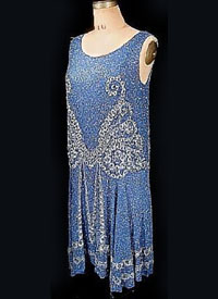 1926 blue beaded dress - Courtesy of antiquedress.com
