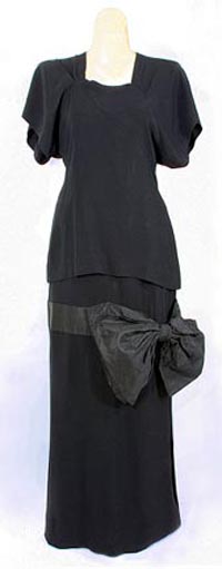 1940s Black Crepe Dinner Gown Courtesy Vintage Textile, www.vintagetextile.com