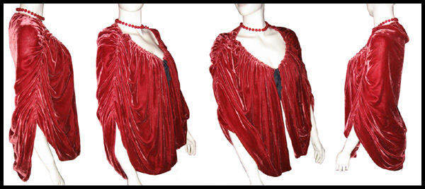1920s red silk velvet cocoon cape - Courtesy of pinkyagogo