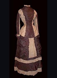  1876 brown silk taffeta dress - Courtesy of corsetsandcrinolines.com