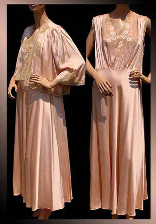 1940s silk charmeuse nightgown set - Courtesy of poppysvintageclothing