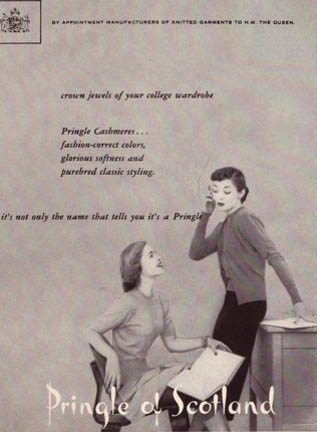 Pringle ad targets "college girls" September, 1951 Vogue