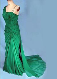 1952 emerald chiffon evening gown - Courtesy of antiquetextile.com