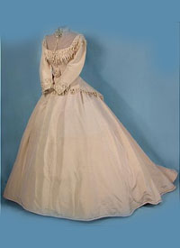  1868 silk faille & chenille wedding gown - Courtesy of antiquedress.com