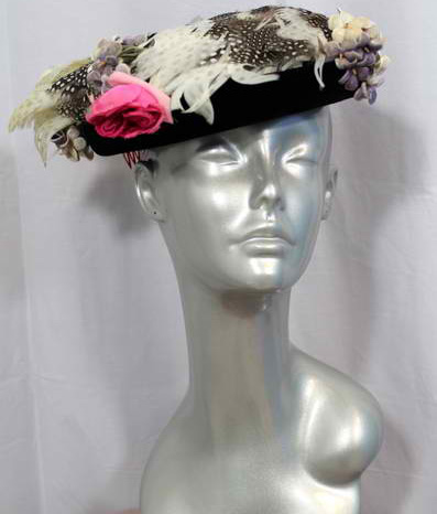  1950s Irene of NY velvet & feathers hat - Courtesy of cur.iovintage