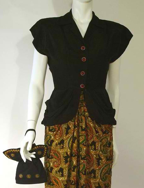  1946 evening dress, jacket & purse set - Courtesy of kickshawproductions