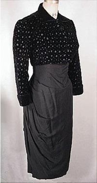 c. 1950's Black Cut Velvet Bolero & Silk dress Courtesy Deborah Burke