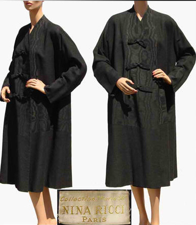  1950s Nina Ricci wool and moiré silk faille coat - Courtesy of poppysvintageclothing