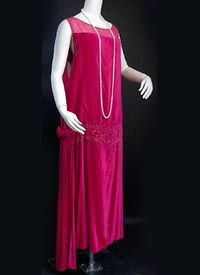 1925 fuschia velvet evening dress - Courtesy of kickshawproductions.com