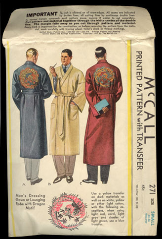 Vintage 1940s smoking jacket pattern - Courtesy of pinky-a-gogo
