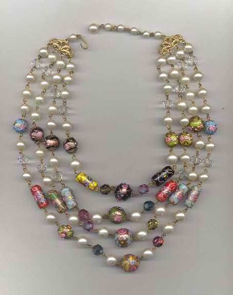  1950s Venetian bead & crystal necklace - Courtesy of linnscollection