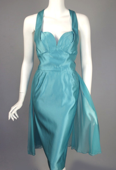  1950s silk satin & chiffon dress - Courtesy of vivavintageclothing.com
