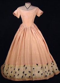  1848 pink silk moiré gown - Courtesy of antiquedress.com 