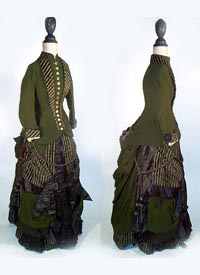 1877 olive green wool & silk chenille dress - Courtesy of pastperfectvintage.com