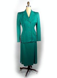  1949 green wool gabardine suit - Courtesy of pastperfectvintage.com