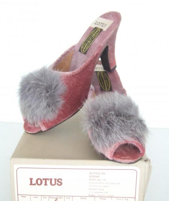 Vintage slippers with rabbit trim - Courtesy of stellarosevintage