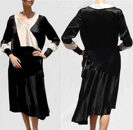  1920s black silk satin dress - Courtesy of poppysvintageclothing