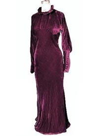 1934 deep plum velvet evening dress - Courtesy of antiquedress.com