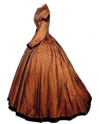  1866 brown brocade dress - Courtesy of antiquedress.com