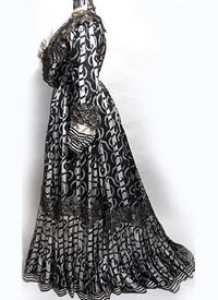  1902 black and white silk afternoon dress - Courtesy of kickshawproductions