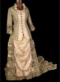 1875 sage green silk gown - Courtesy of antiquedress.com 