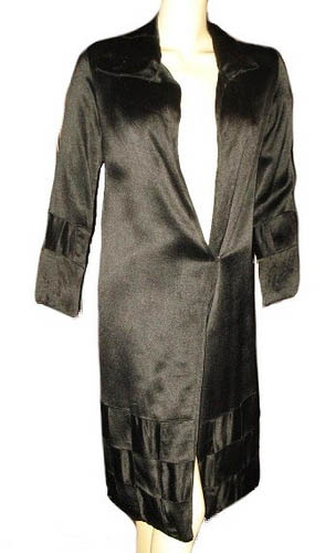  1920s black satin flapper coat - Courtesy of fallsavenuevintage