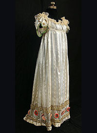  1810 - 1814 silk dress with metallic trim - Courtesy of vintagetextile.com
