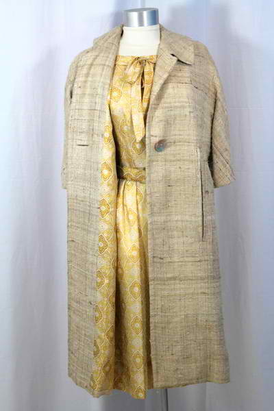 late 1950s Vera Maxwell silk dress and coat ensemble - Courtesy of cur.iovintage