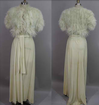  1930s velvet & ostrich dressing gown - Courtesy of noblesavagevintage.com