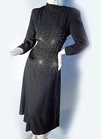  1945 - 46 rayon crepe dress with studding - Courtedy of coutureallure.com