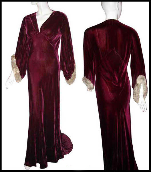 1930s velvet & chinchilla gown - Courtesy of pinkyagogo