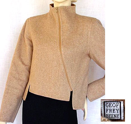 1990s tan tweed jacket with asymmetrical zipper Courtesy of pf1