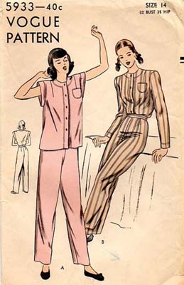 Vintage 1950s pajama pattern - Courtesy of vivianbelle1955