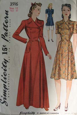 Vintage 1941 housecoat pattern - Courtesy of joules
