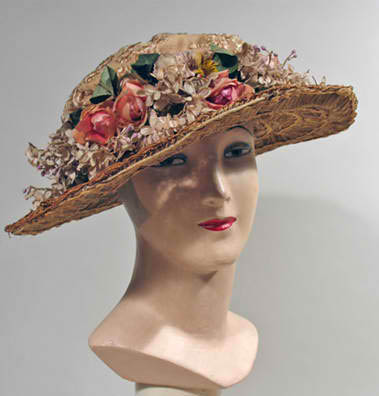  1918 straw floral hat - Courtesy of pastperfectvintage.com