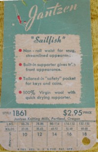 hangtag from a pair of 1940s men's trunks - Courtesy of fuzzylizzie.com