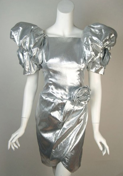 1980s metallic silver cocktail dress - Courtesy of vivavintageclothing.com