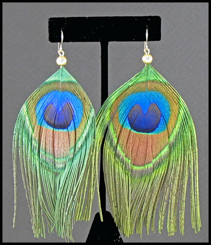 Peacock earrings - Courtesy of lamplight feathers