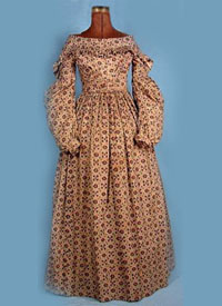  1837 cotton roller print dress - Courtesy of antiquedress.com