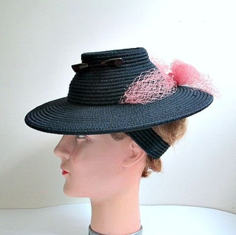1930s/1940s straw tilt hat - Courtesy of anothertimevintageapparel